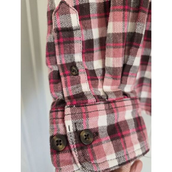 Carhartt Flannel Shirt Top Girls Sz M 8/10 Pink Plaid Long Sleeve Button Down - Picture 4 of 13